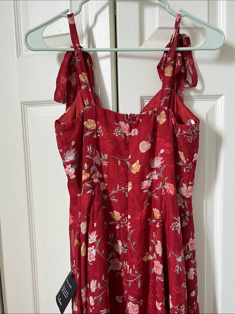 Lulu's Red Floral High-Low Ruffle Dress - Picture 6 of 7